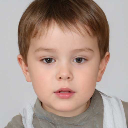 Neutral white child male with short  brown hair and brown eyes