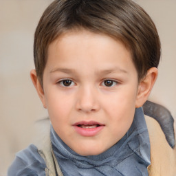 Neutral white child female with short  brown hair and brown eyes