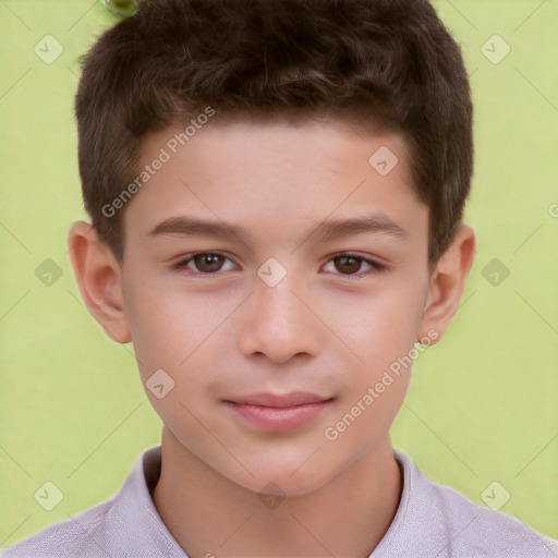 Neutral white child male with short  brown hair and brown eyes