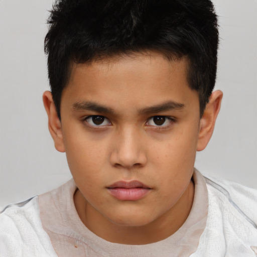 Neutral white child male with short  brown hair and brown eyes