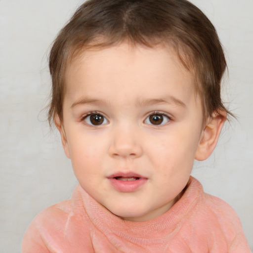 Neutral white child female with short  brown hair and brown eyes