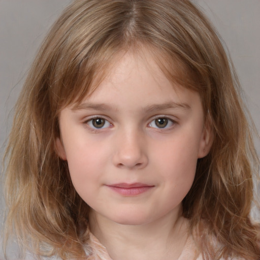 Neutral white child female with medium  brown hair and brown eyes