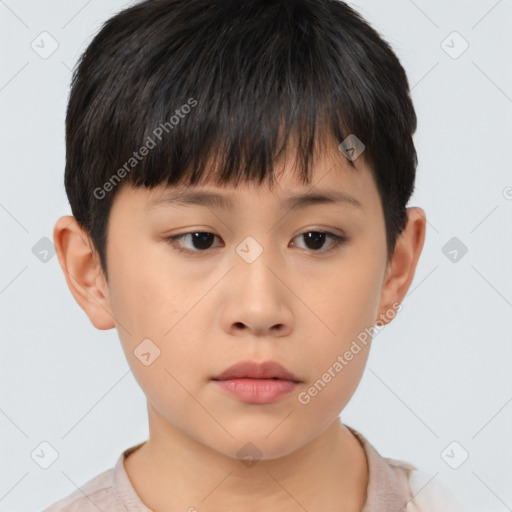 Neutral asian young-adult male with short  brown hair and brown eyes