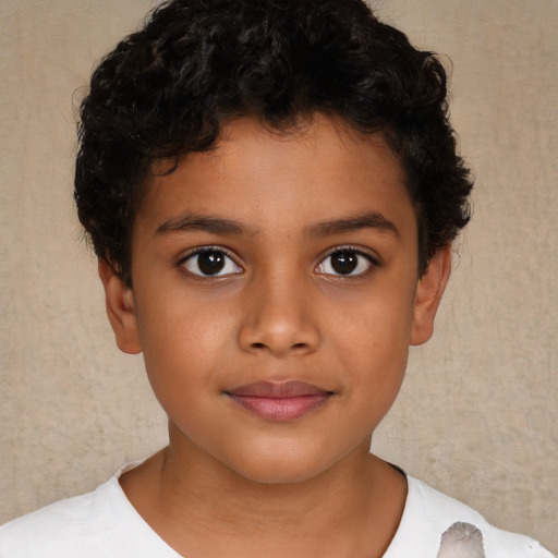 Neutral latino child male with short  brown hair and brown eyes