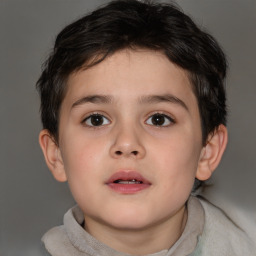 Neutral white child male with short  brown hair and brown eyes