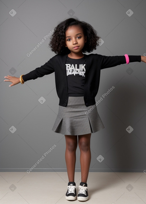 African american child female with  black hair