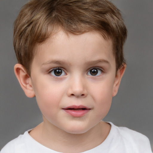 Neutral white child male with short  brown hair and brown eyes