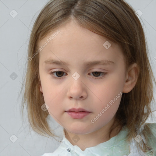 Neutral white child female with medium  brown hair and brown eyes