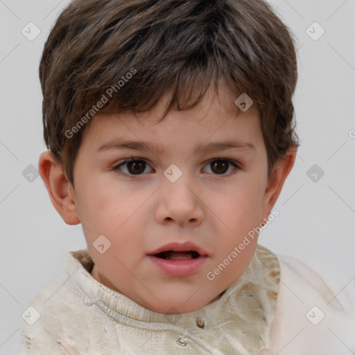 Neutral white child male with short  brown hair and brown eyes