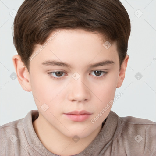 Neutral white child male with short  brown hair and brown eyes