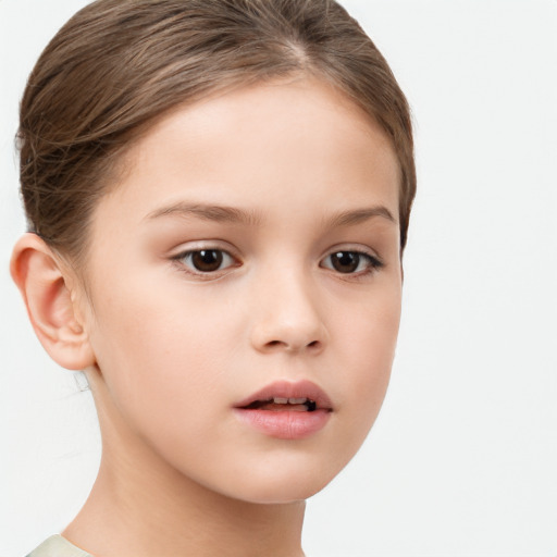 Neutral white child female with short  brown hair and brown eyes