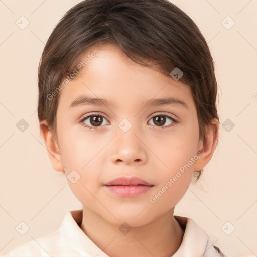 Neutral white child female with medium  brown hair and brown eyes