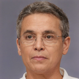 Neutral white middle-aged male with short  brown hair and brown eyes