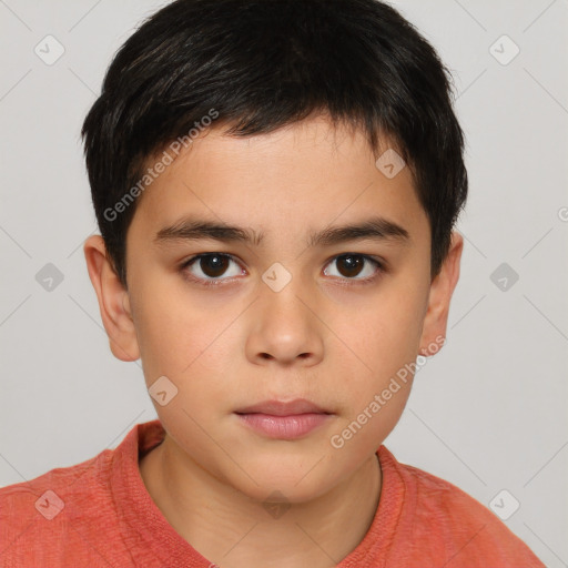 Neutral white child male with short  brown hair and brown eyes