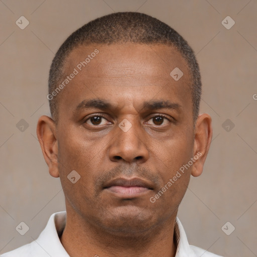 Neutral latino young-adult male with short  brown hair and brown eyes