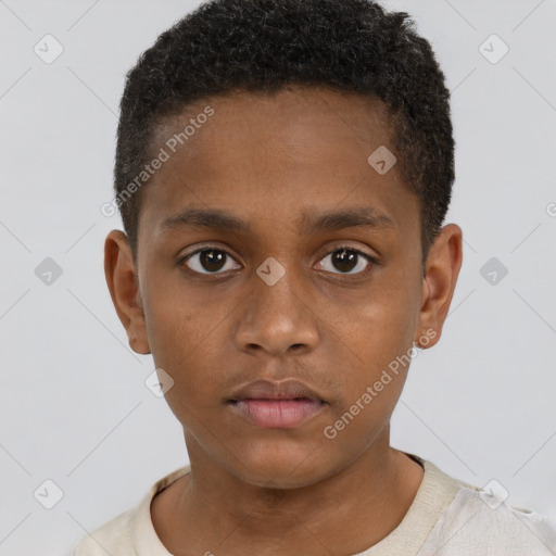 Neutral black child male with short  brown hair and brown eyes