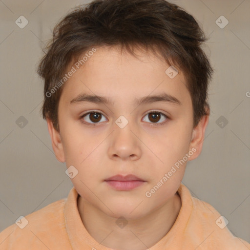 Neutral white child male with short  brown hair and brown eyes