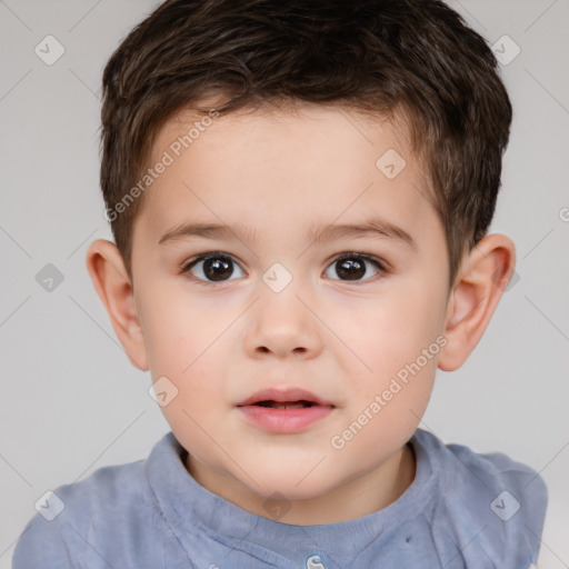 Neutral white child male with short  brown hair and brown eyes