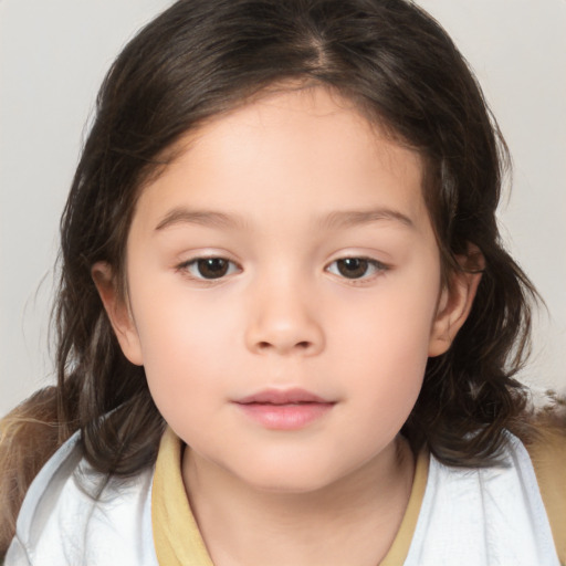 Neutral white child female with medium  brown hair and brown eyes