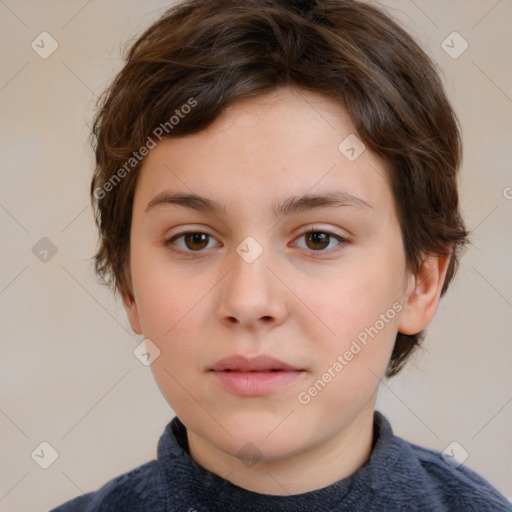 Neutral white child female with medium  brown hair and brown eyes