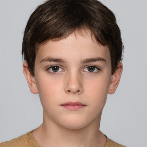 Neutral white child male with short  brown hair and brown eyes