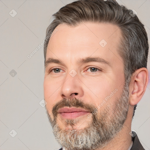 Neutral white adult male with short  brown hair and brown eyes