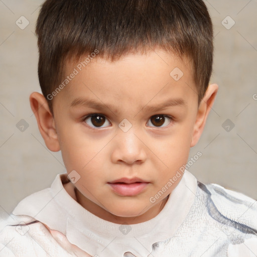 Neutral white child male with short  brown hair and brown eyes