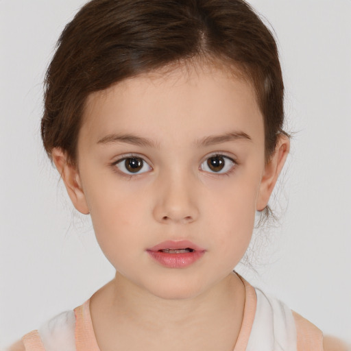 Neutral white child female with medium  brown hair and brown eyes