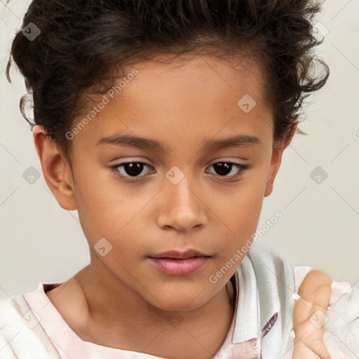 Neutral white child female with short  brown hair and brown eyes