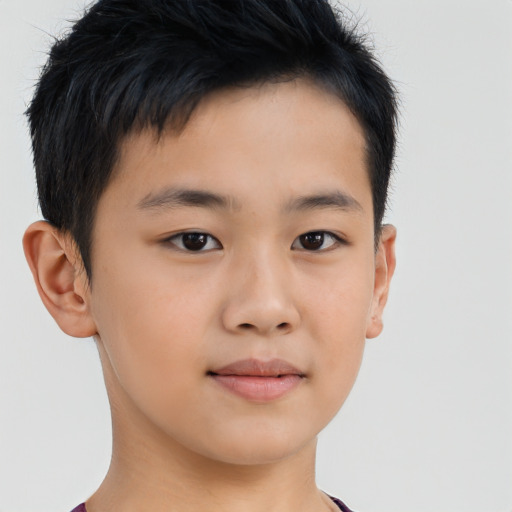 Neutral asian young-adult male with short  brown hair and brown eyes
