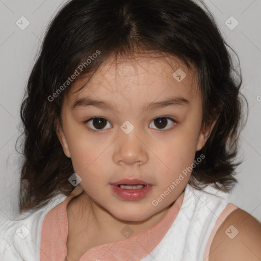 Neutral white child female with medium  brown hair and brown eyes