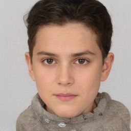 Neutral white young-adult female with short  brown hair and brown eyes