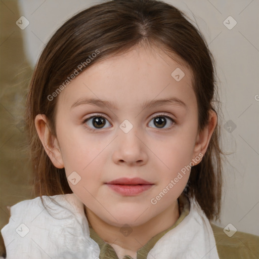 Neutral white child female with medium  brown hair and brown eyes