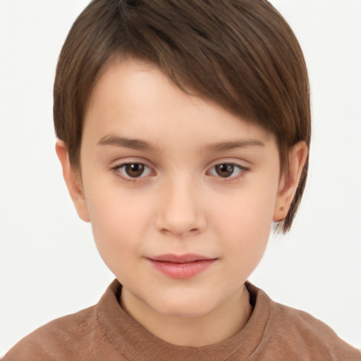 Neutral white child female with short  brown hair and brown eyes