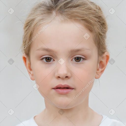 Neutral white child female with short  brown hair and brown eyes