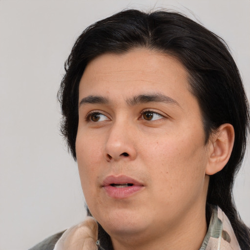 Neutral white young-adult male with medium  brown hair and brown eyes