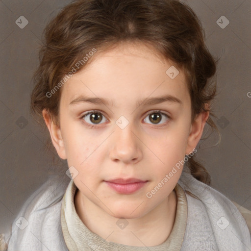 Neutral white child female with short  brown hair and brown eyes