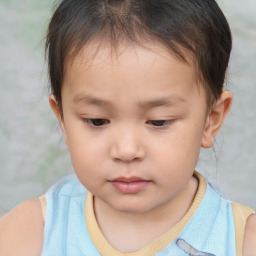 Neutral white child female with short  brown hair and brown eyes