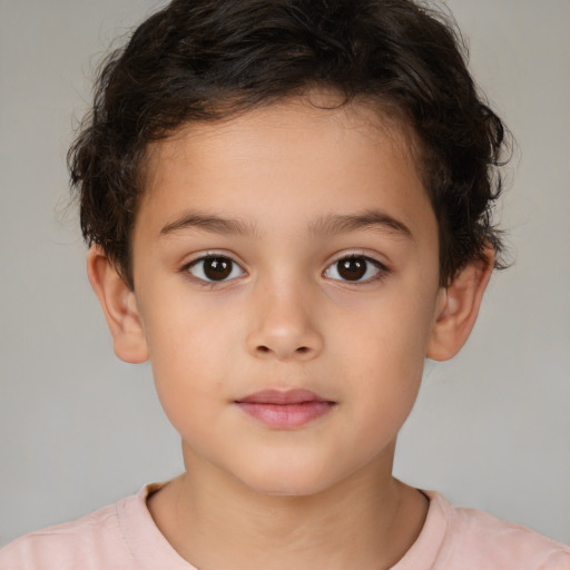 Neutral white child female with short  brown hair and brown eyes