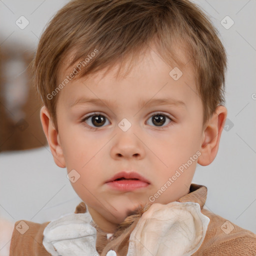 Neutral white child male with short  brown hair and brown eyes