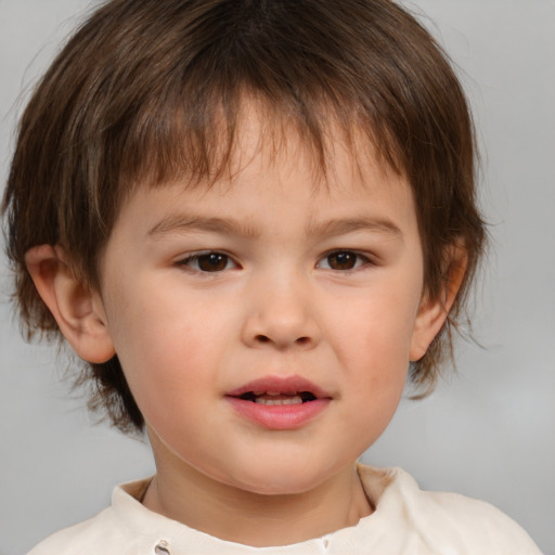 Neutral white child male with medium  brown hair and brown eyes