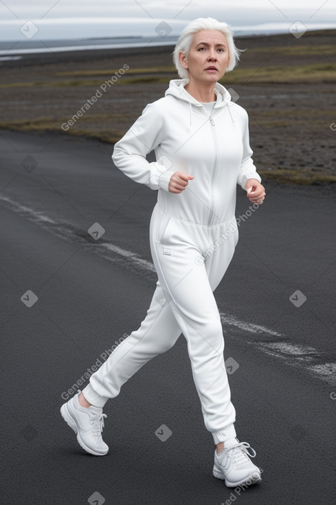 Icelandic middle-aged female with  white hair