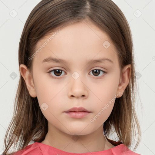 Neutral white child female with medium  brown hair and brown eyes