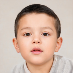 Neutral white child male with short  brown hair and brown eyes