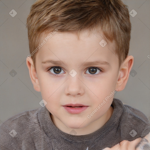 Neutral white child male with short  brown hair and brown eyes