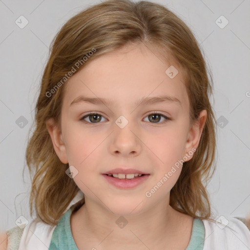 Neutral white child female with medium  brown hair and brown eyes