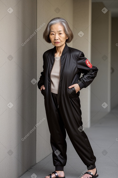 Chinese elderly female with  brown hair