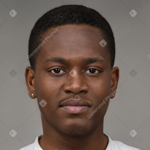 Neutral black young-adult male with short  brown hair and brown eyes