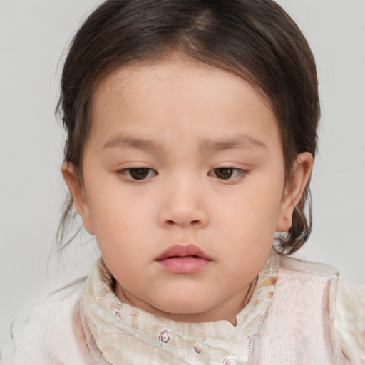 Neutral asian child female with medium  brown hair and brown eyes