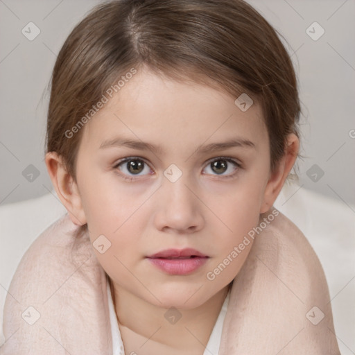 Neutral white child female with medium  brown hair and brown eyes